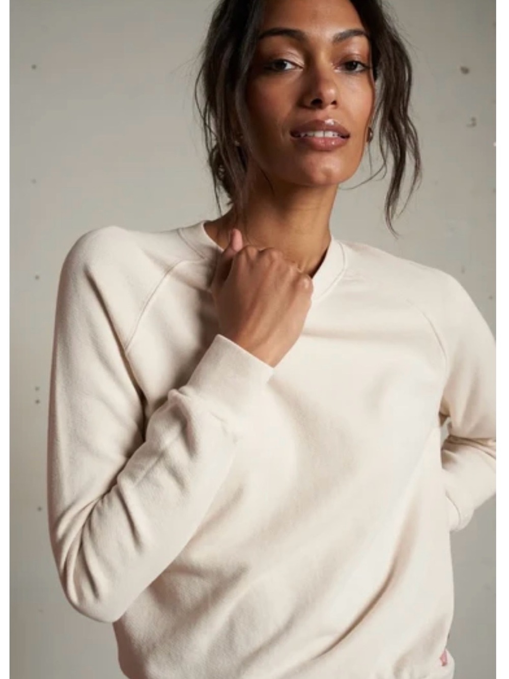 Pert White Tee Alexi French Terry Raglan Crew Sweatshirt